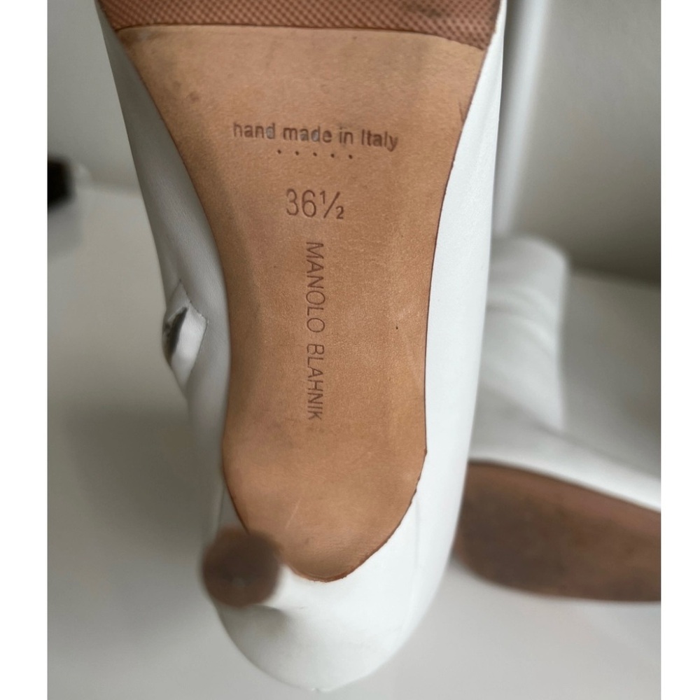 Manolo Blahnik white leather ankle boots 36.5 - Picture 5 of 7